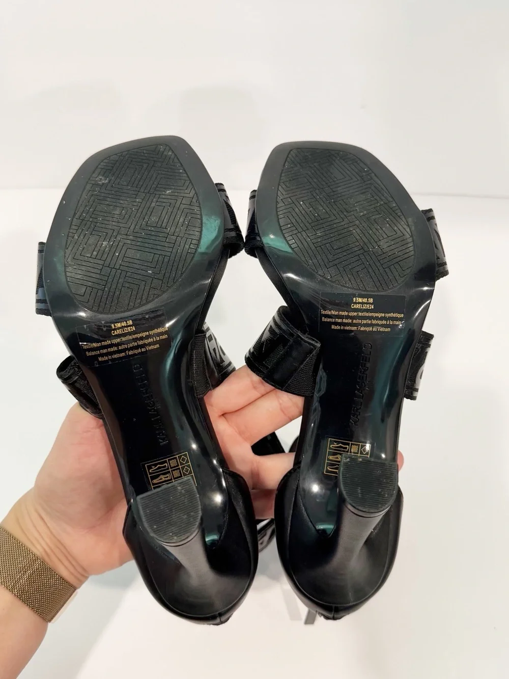 Karl Lagerfeld Paris Careliz Signature Strappy Sandals Women's 9.5